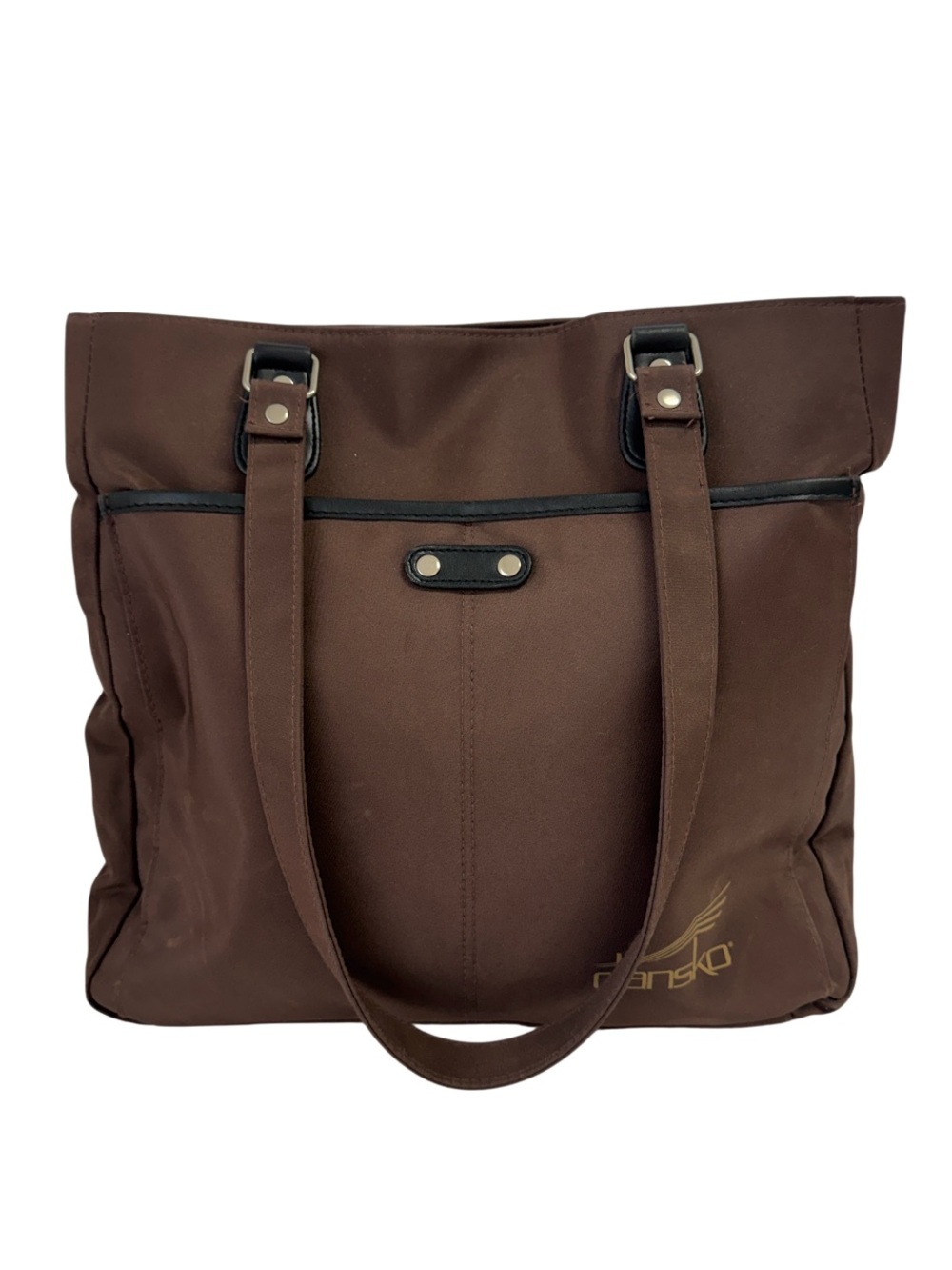 Dansko brown tote bag, gold-embroidered logo, nylon with pockets